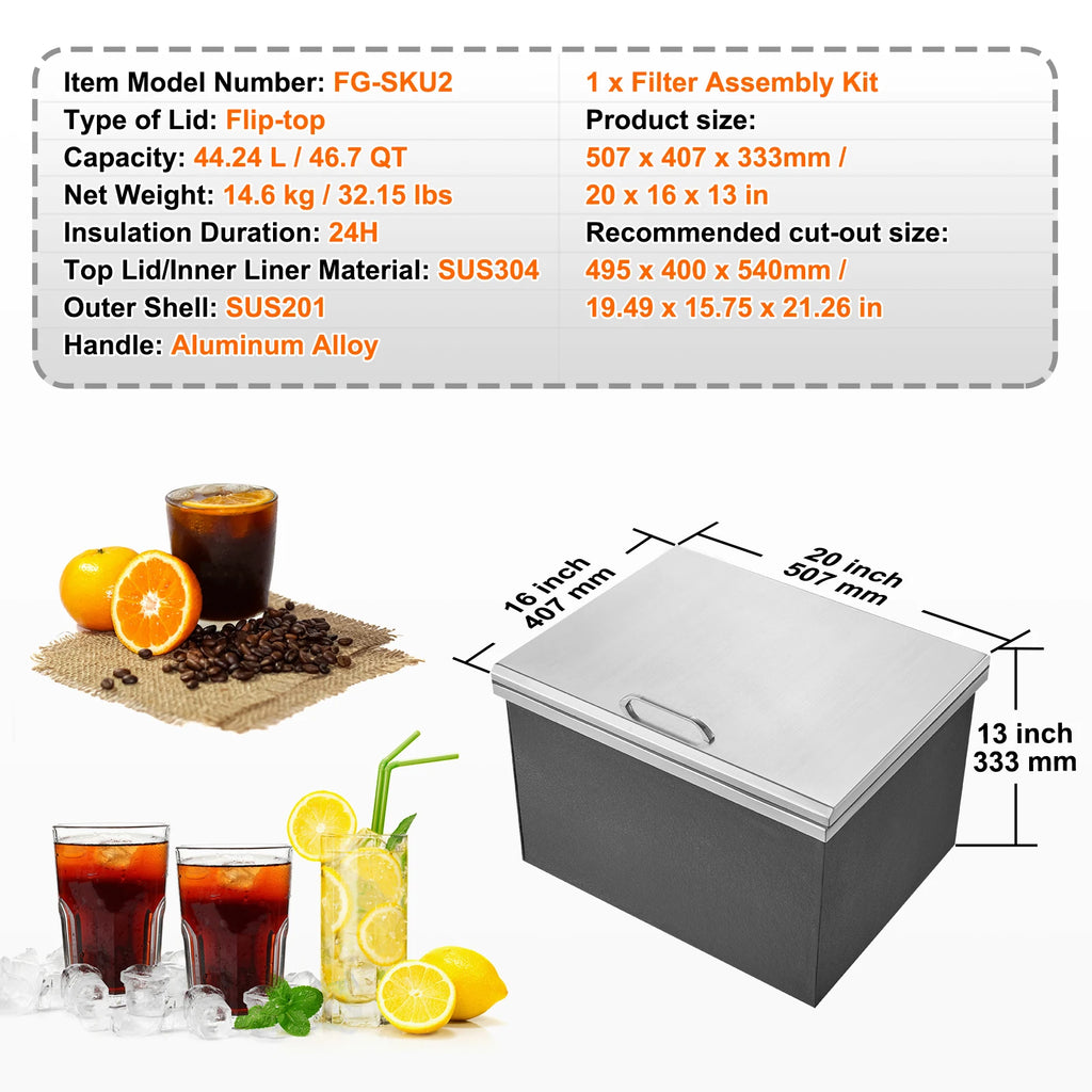 Drop in Ice Chest Stainless Commercial