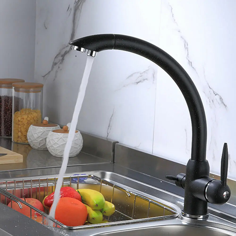 Black Three-Way Mixer Tap