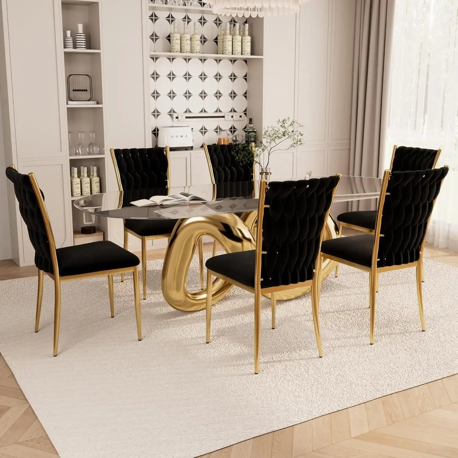 6 Modern Velvet Upholstered w/Metal Legs