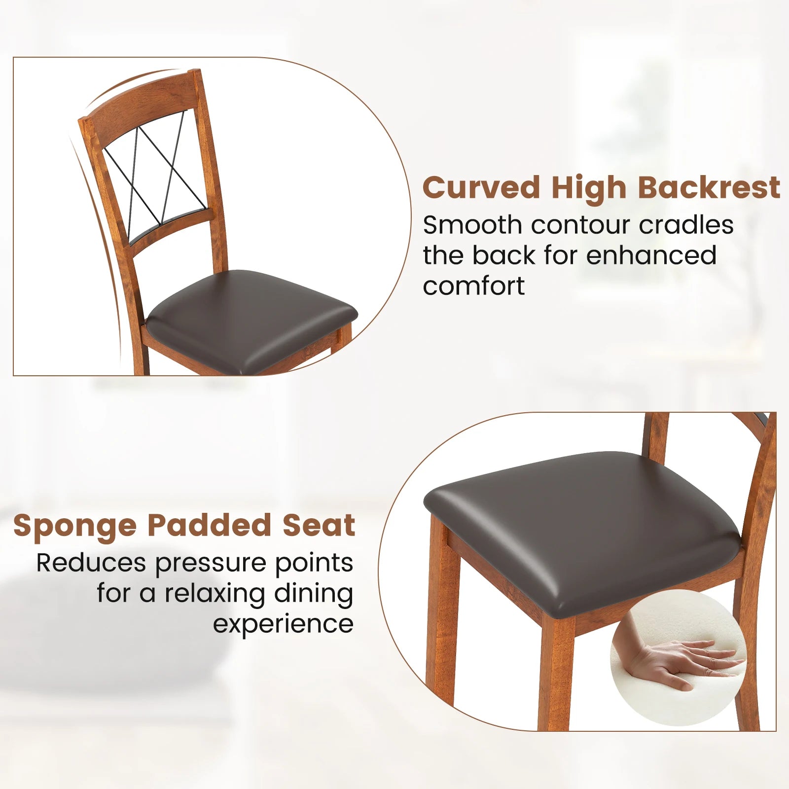 2 Modern Armless Elegant Hollowed Backrest
