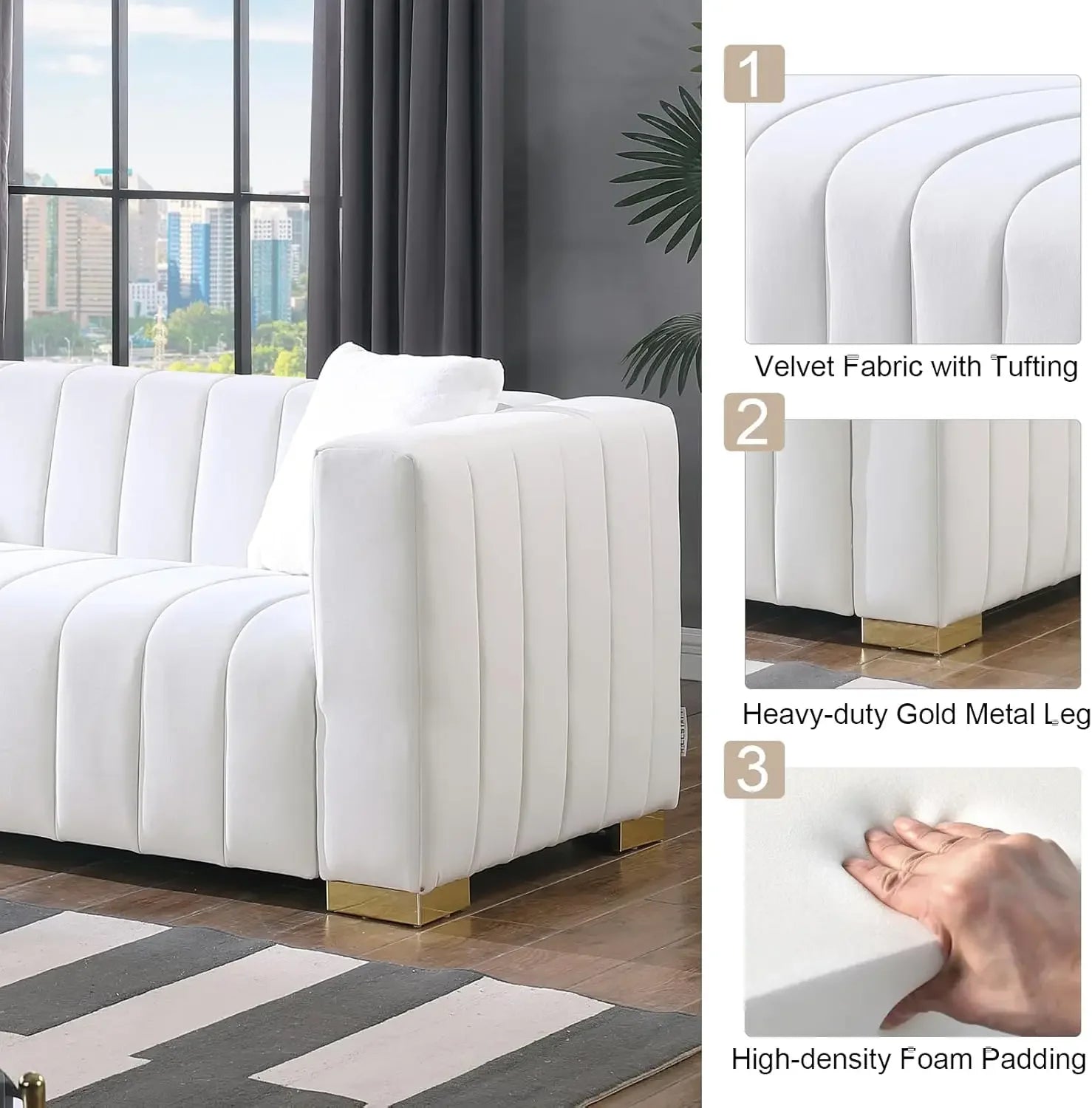 Tufted Velvet 2-Piece Sofa Set