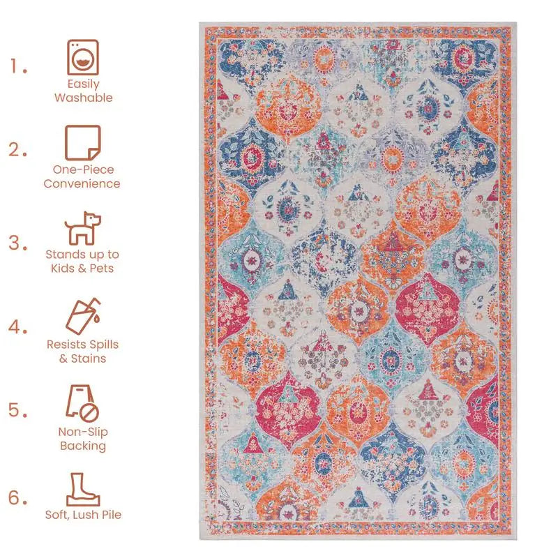 2x3 Washable Pastel Multi Kid & Pet Friendly