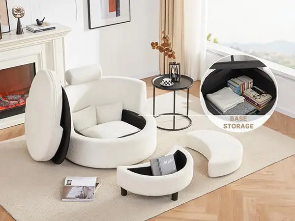 39.8” Swivel Barrel Chair w/Storage