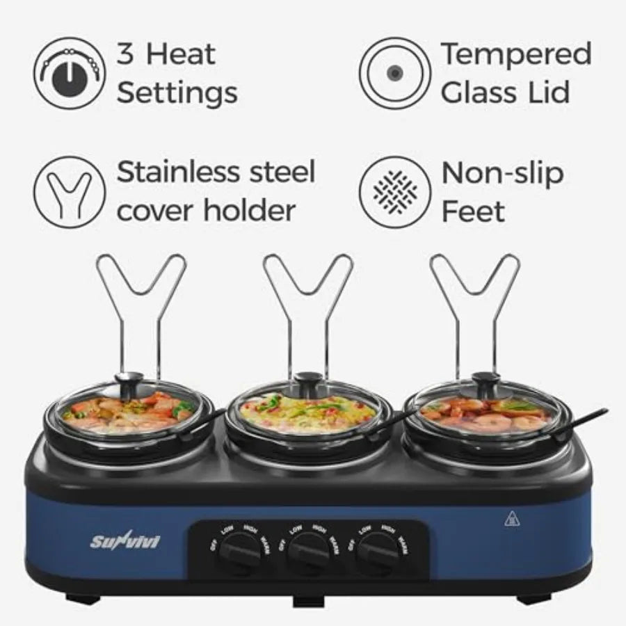 Triple Slow Cooker Buffet Server Removable Pots