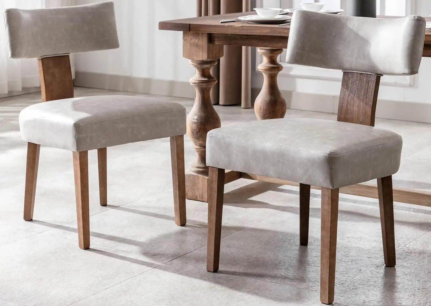 Upholstered PU Leather w/Wood Leg