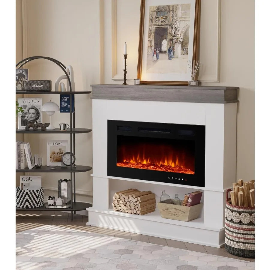 Freestanding Electric Fireplace Mantel 50"