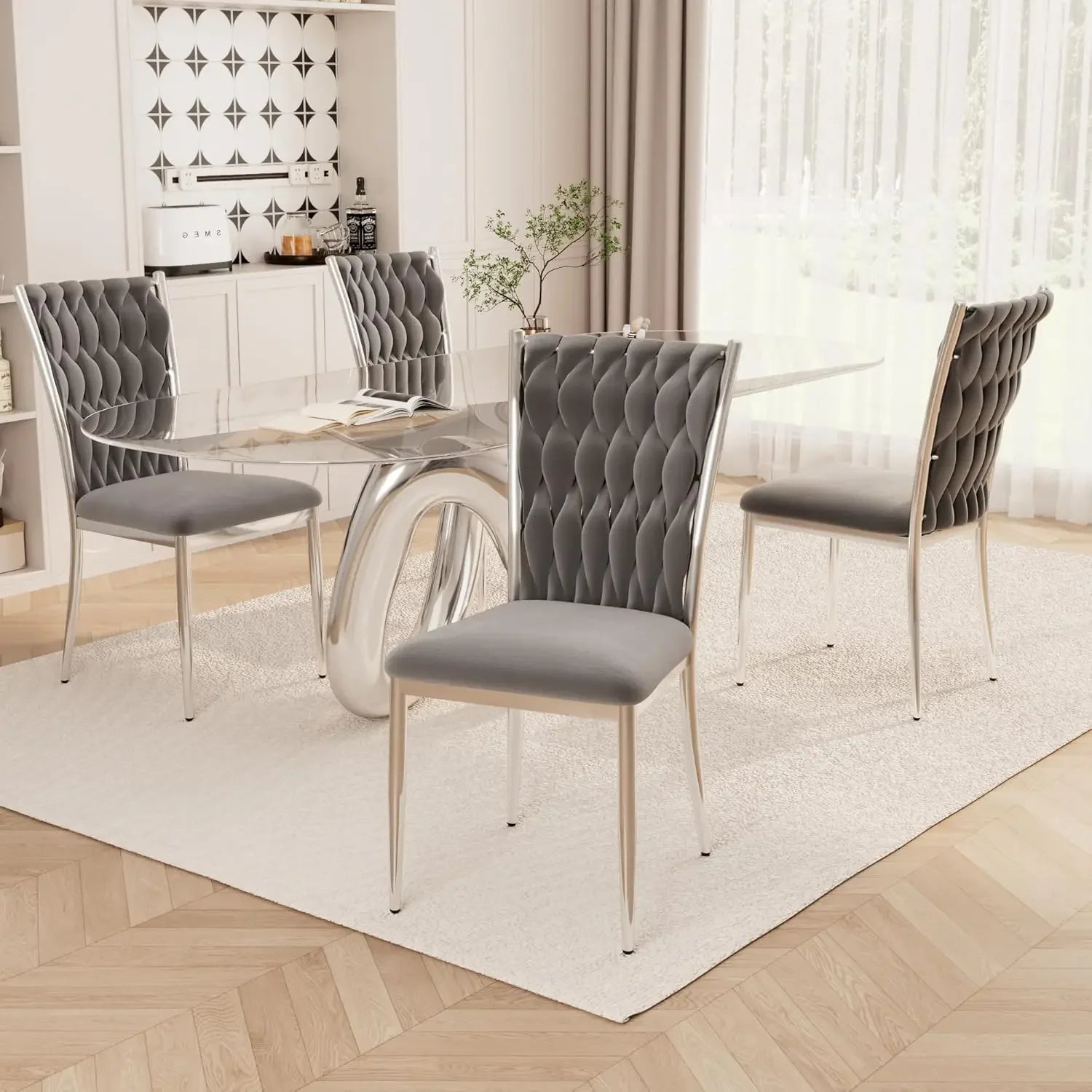 4 Velvet Modern w/Gold Metal Legs