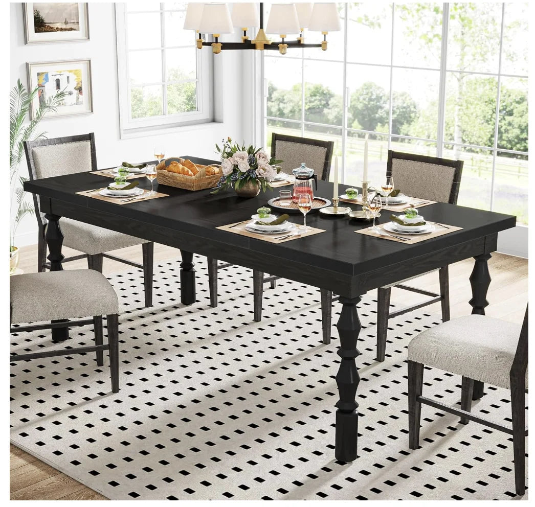 62" Wood Black for 4-6 Farmhouse Rectangle