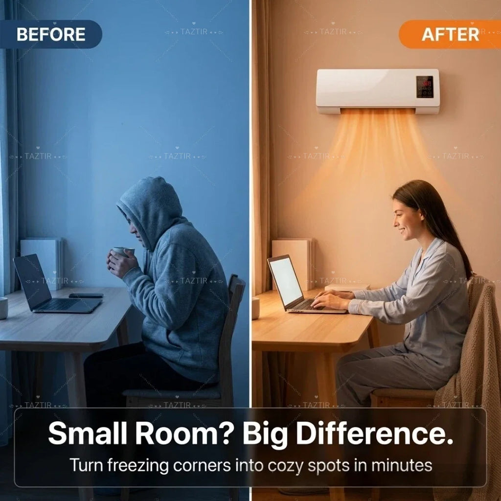 2-in-1 Wall-Mounted Heater 1400W W/6-Hour Timer