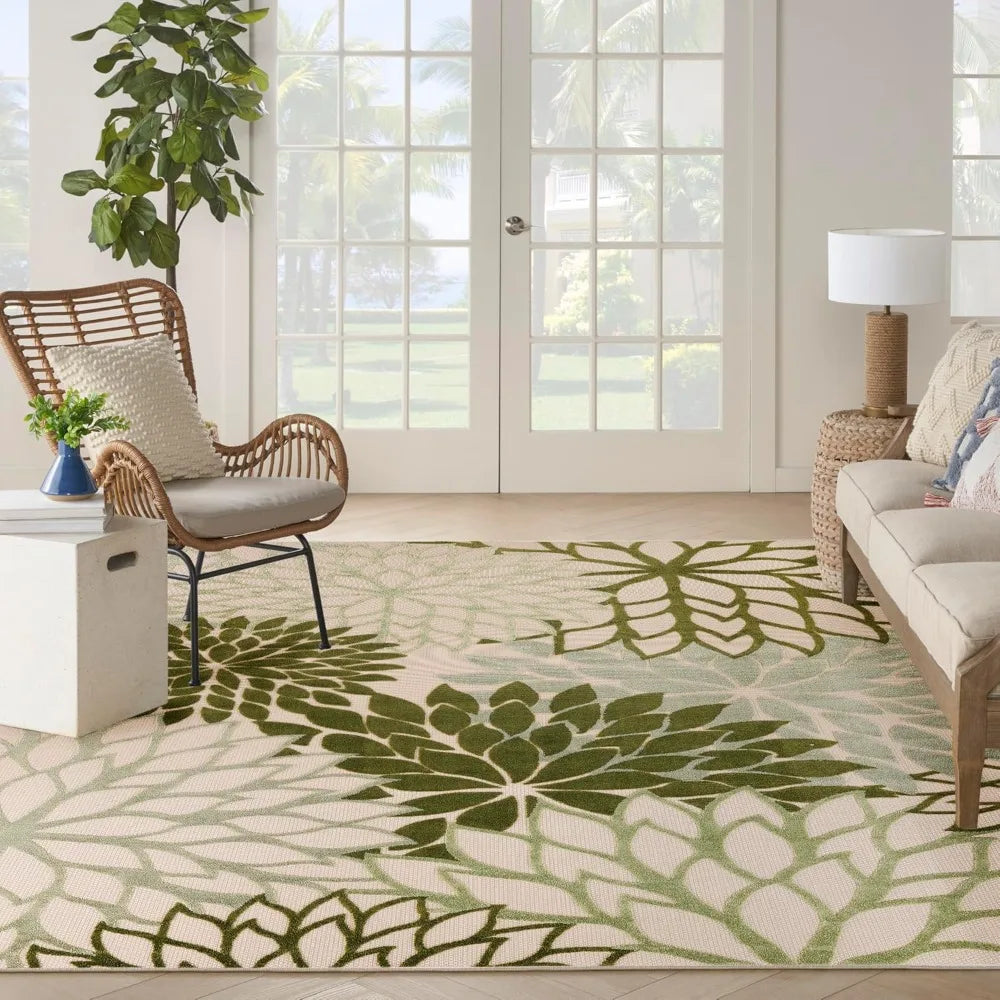 7'10"x10'6" Indoor/Outdoor Ivory/Green