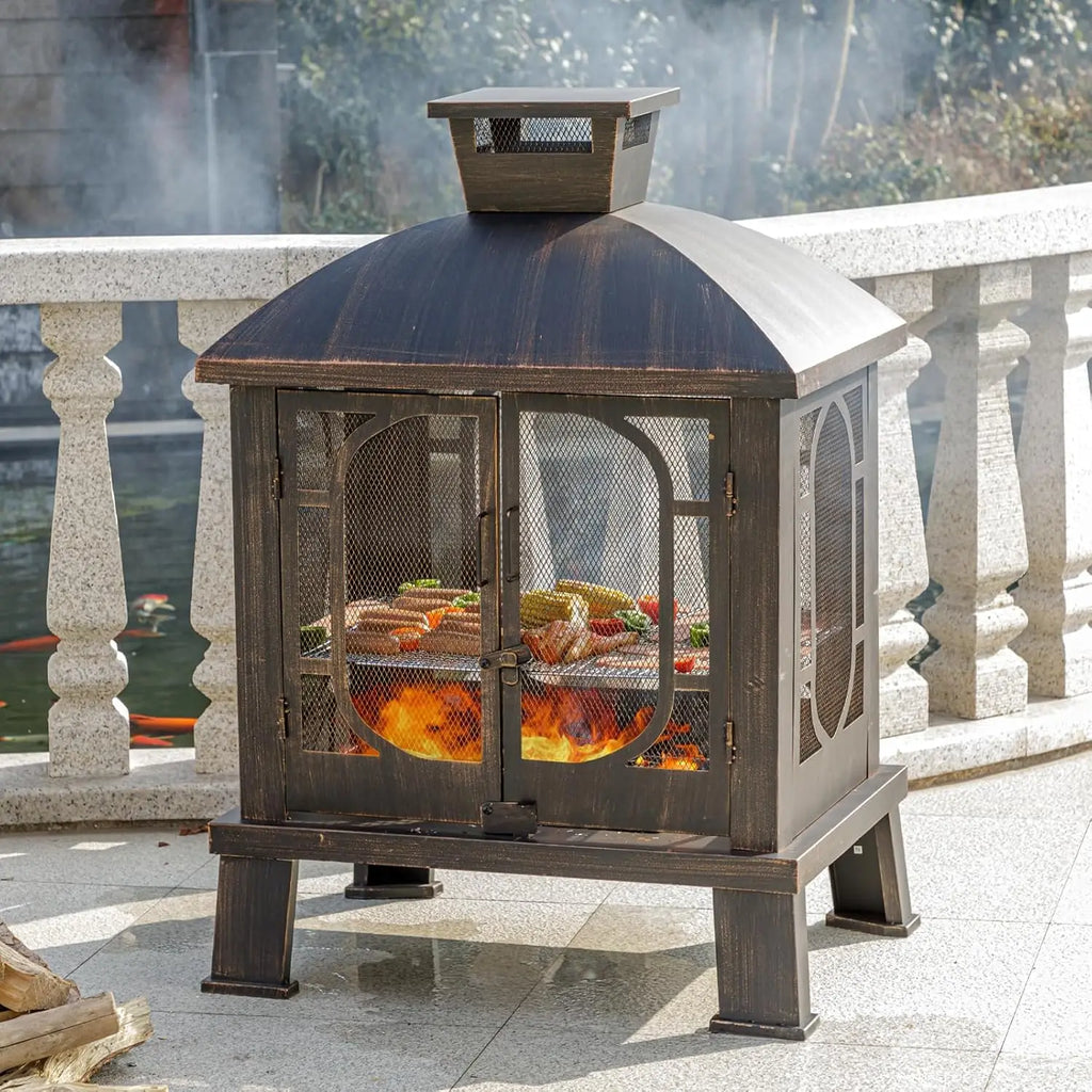 Metal Chiminea/Fire Pit/Grill/Wood Burning Fire