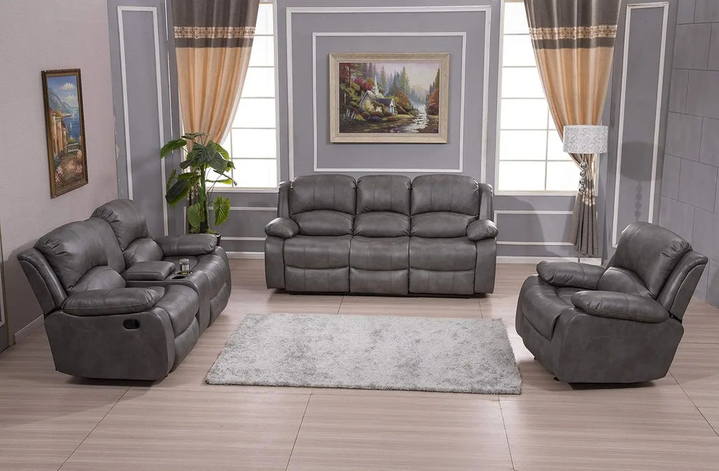 3-Piece Bonded Leather Reclining Sofa Set