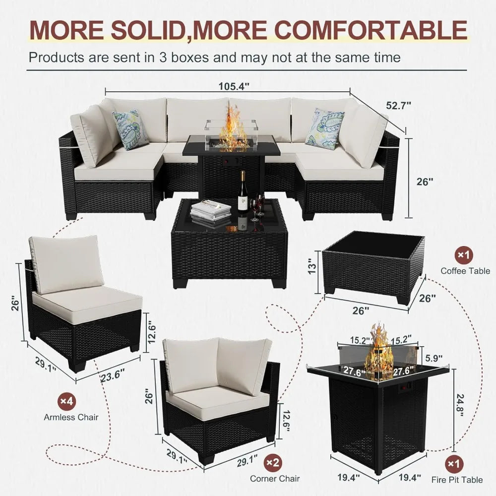 8-Piece Patio Set W/Fire Pit
