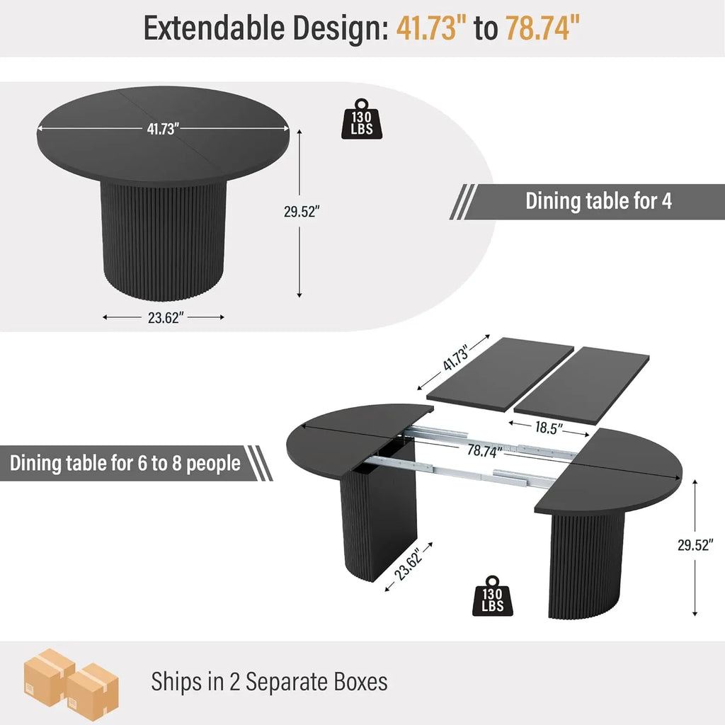41-78" Extendable for4-8 Round/oval Fluted base