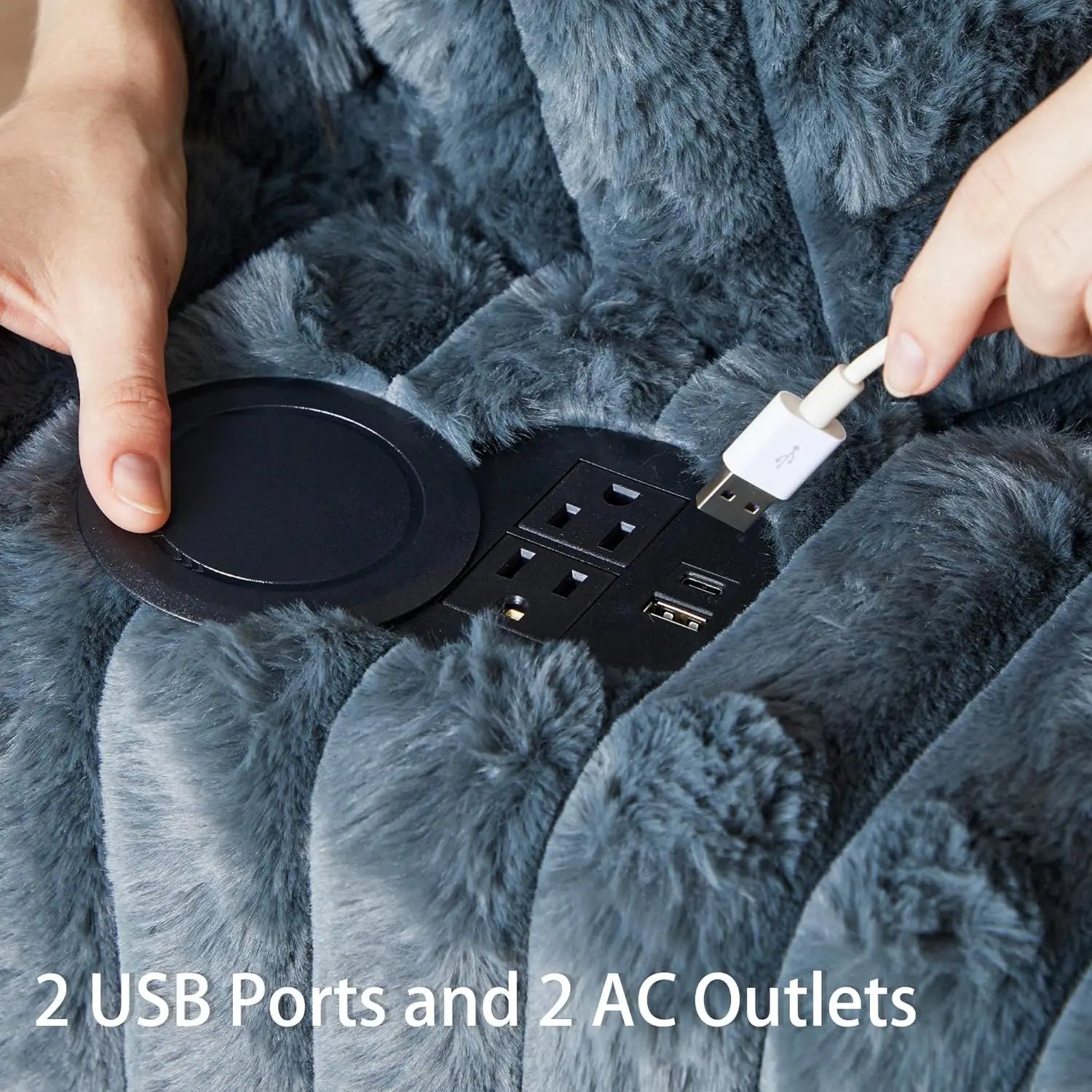 63'' Plush Faux Rabbit Fur Chaise