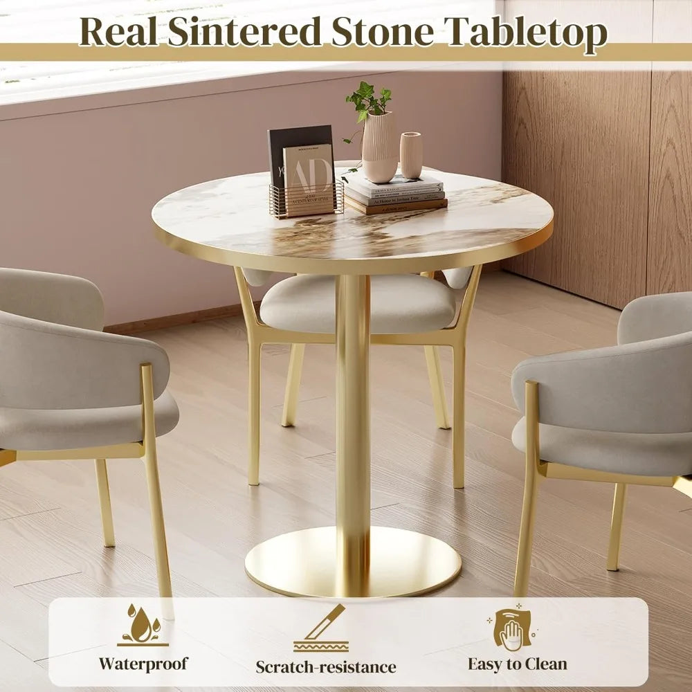 31.5'' Modern Tulip Sintered Stone Golden Edge/Base
