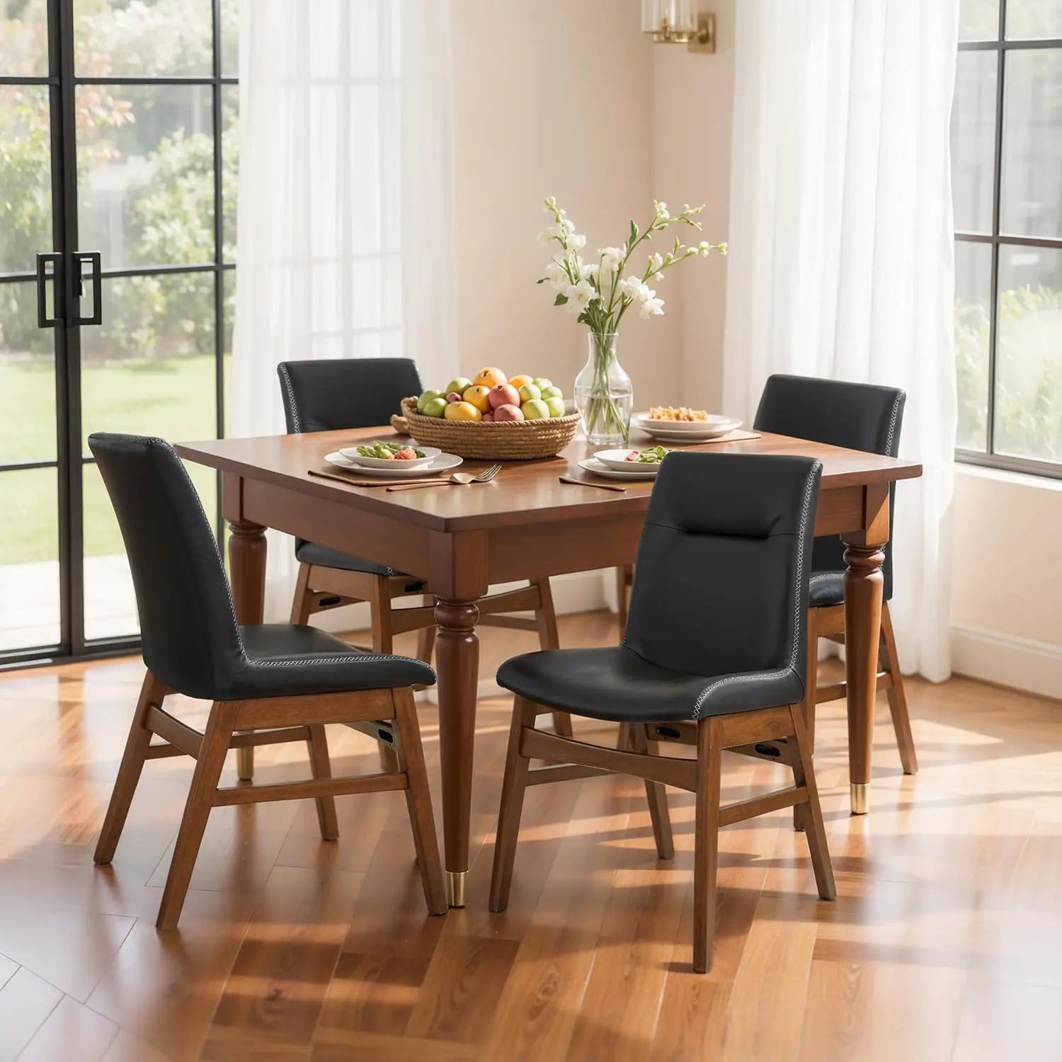 4 Faux Leather Upholstered Modern