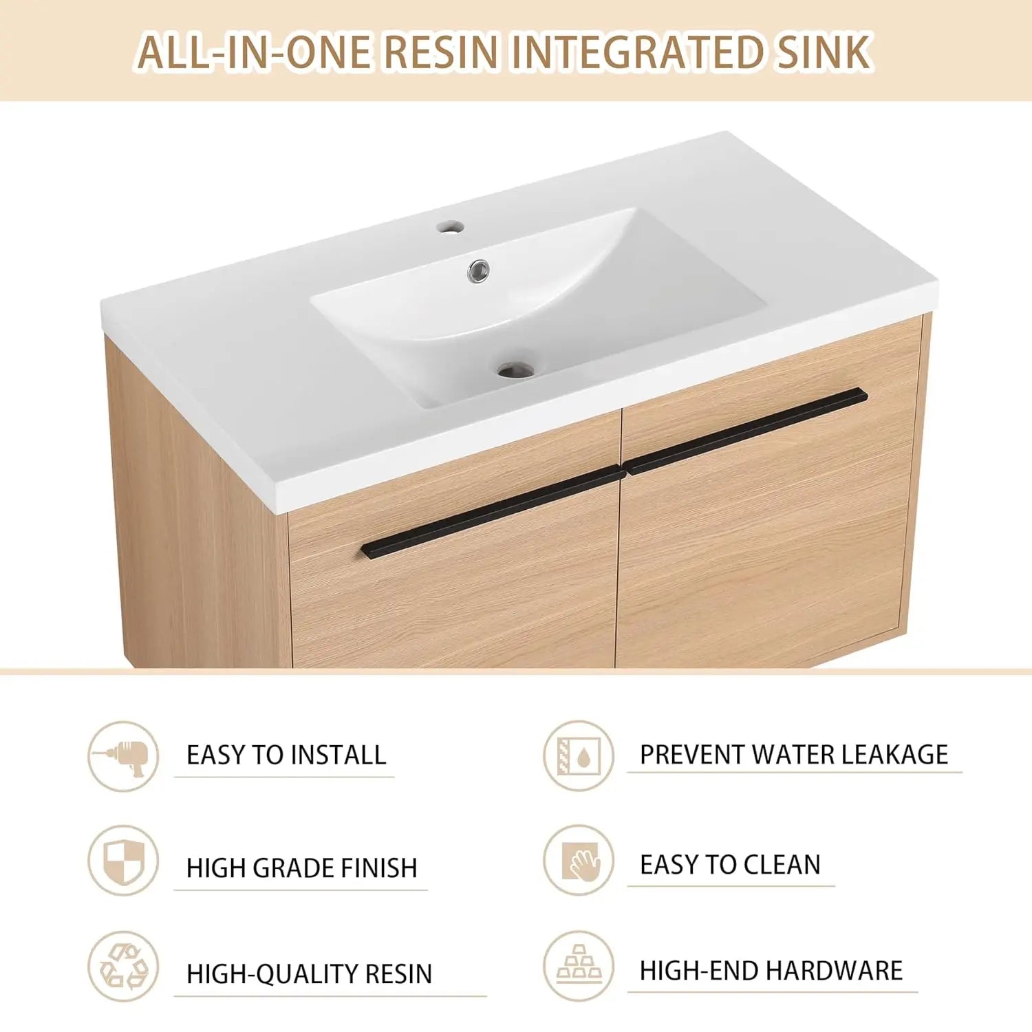 36" Floating Bathroom Vanity with Sink