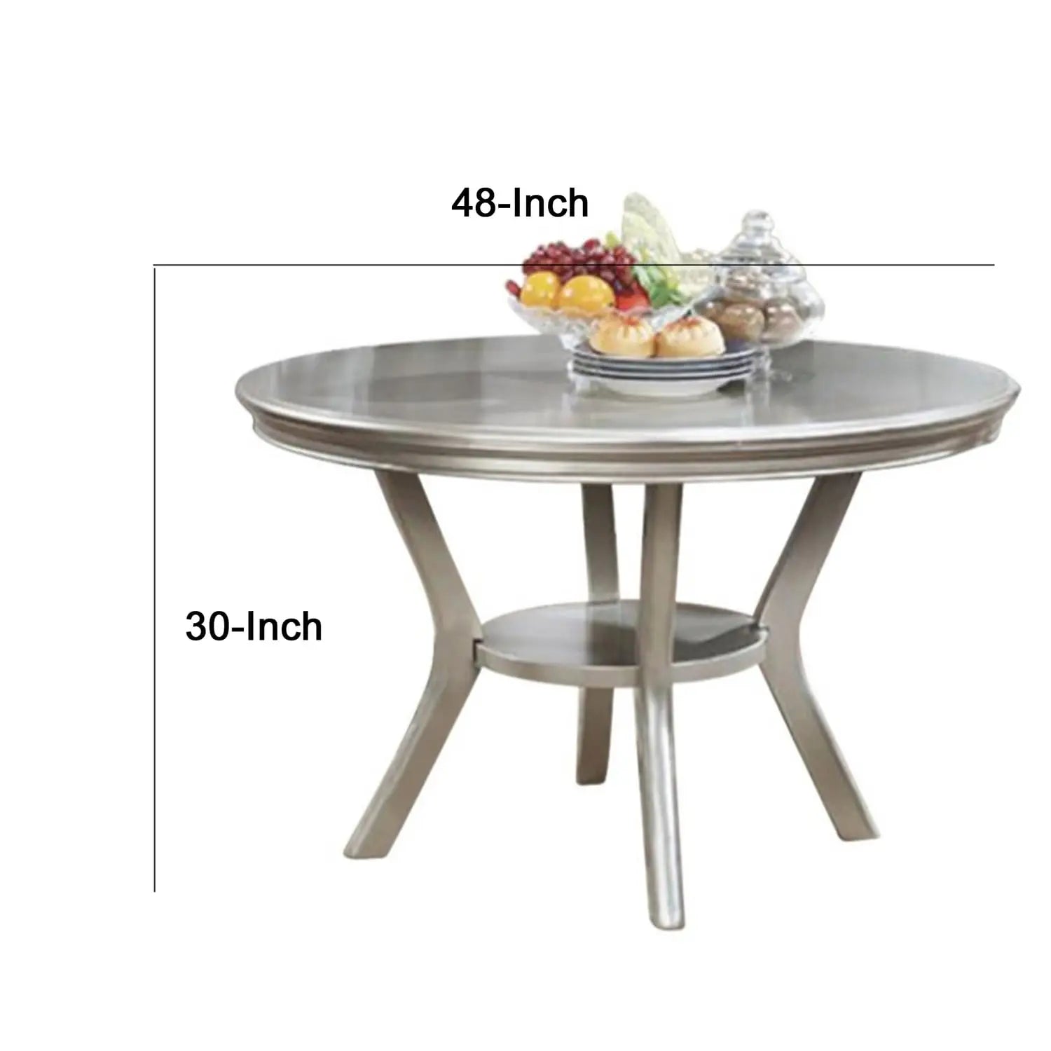 Contemporary Round Dining Table, Champagne