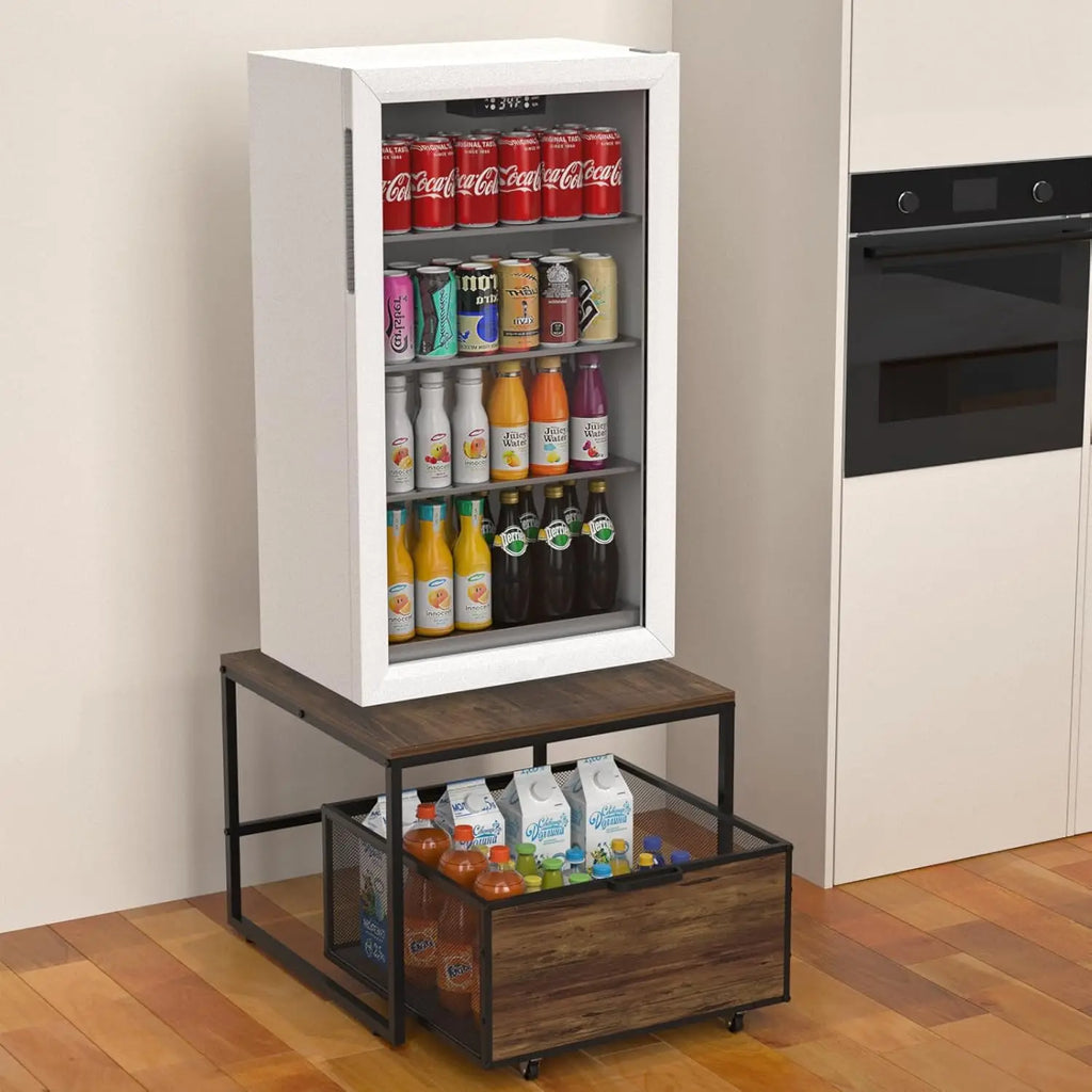 Heavy-Duty Mini Fridge Stand W/Drawer