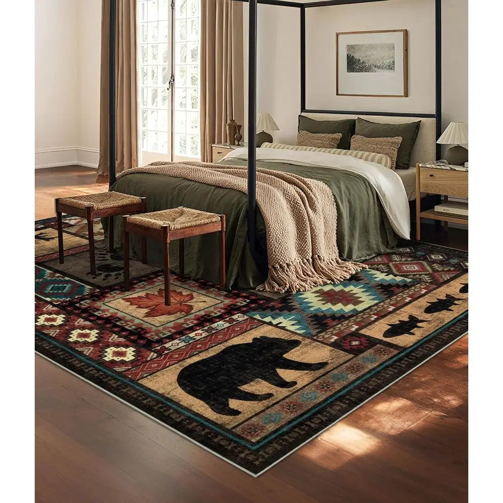 6x9 Lodge Southwestern Bear Washable