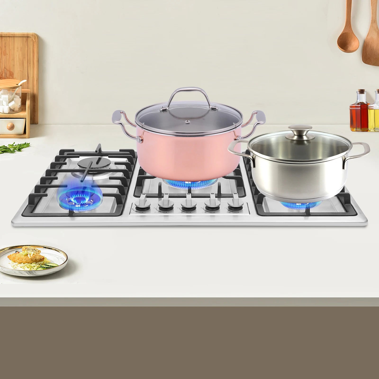 5-Burner Gas Cooktop Stainless Kitchens/Restaurants