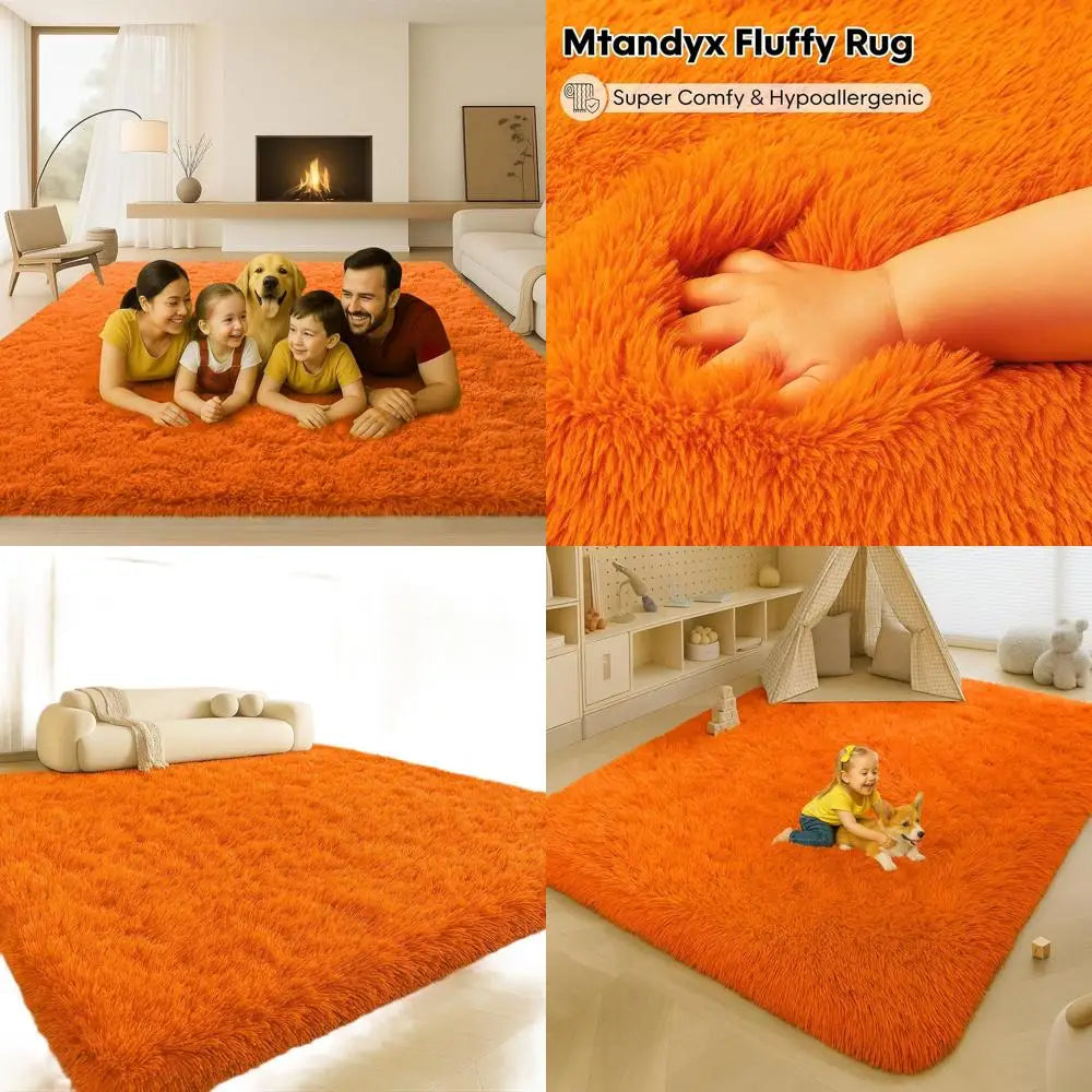 9x12 Plush Soft Fluffy Shag Orange