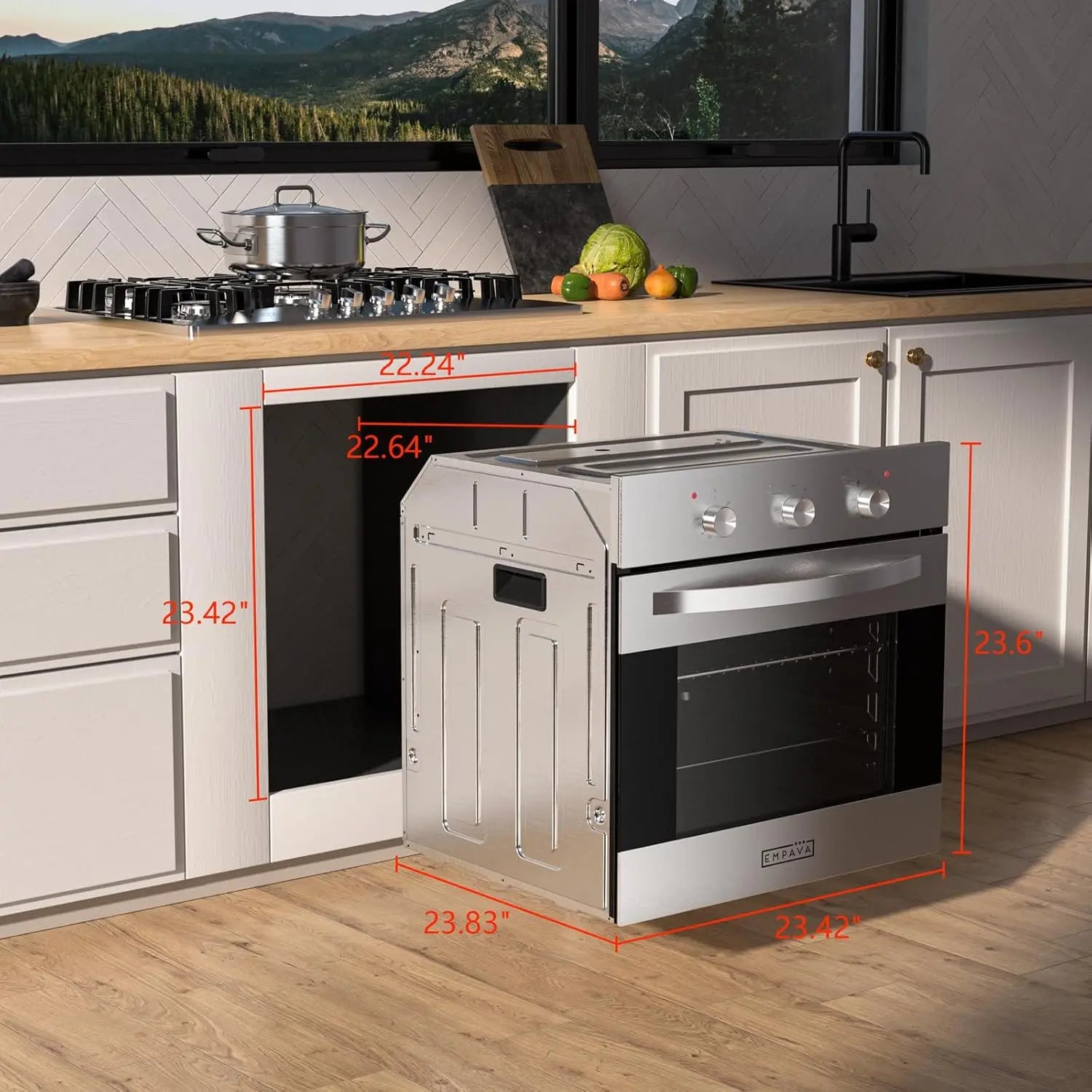 24' Electric Single Wall Oven 6 Cooking Functions