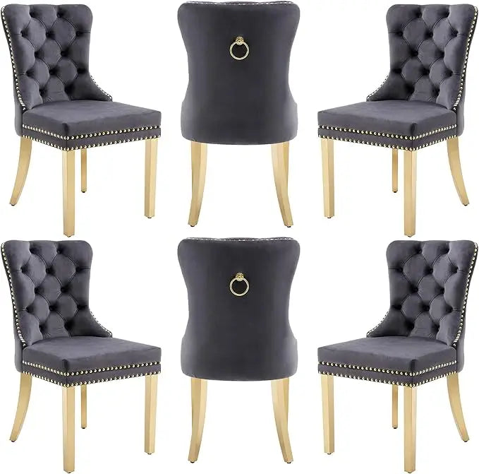 6 Velvet Wood Legs Pull Ring, Luxury