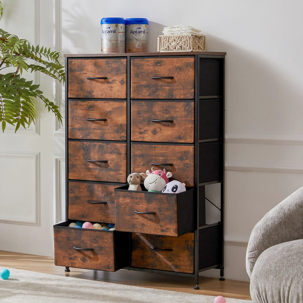 10 Fabric Drawer Steel Frame Dresser
