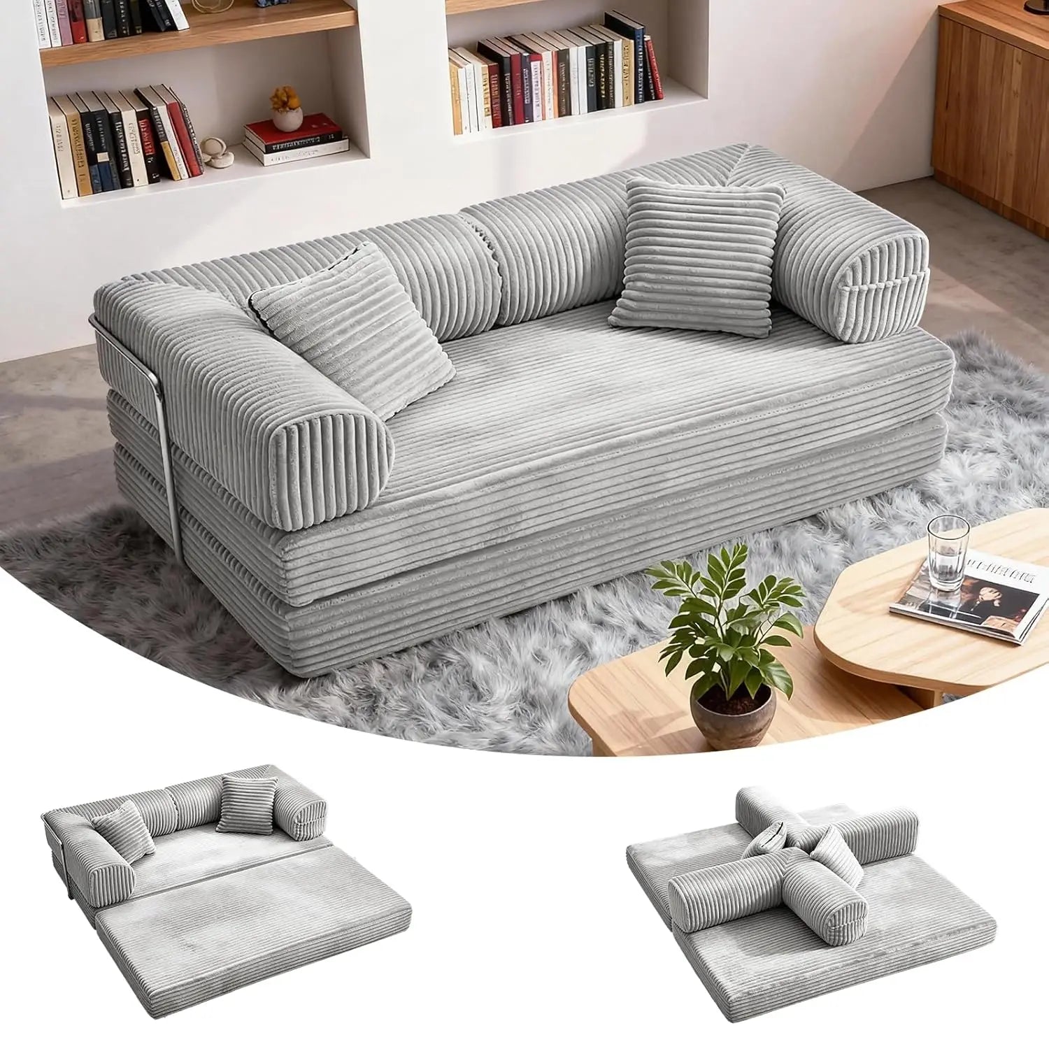 76.77 Inch Convertible Sofa Bed