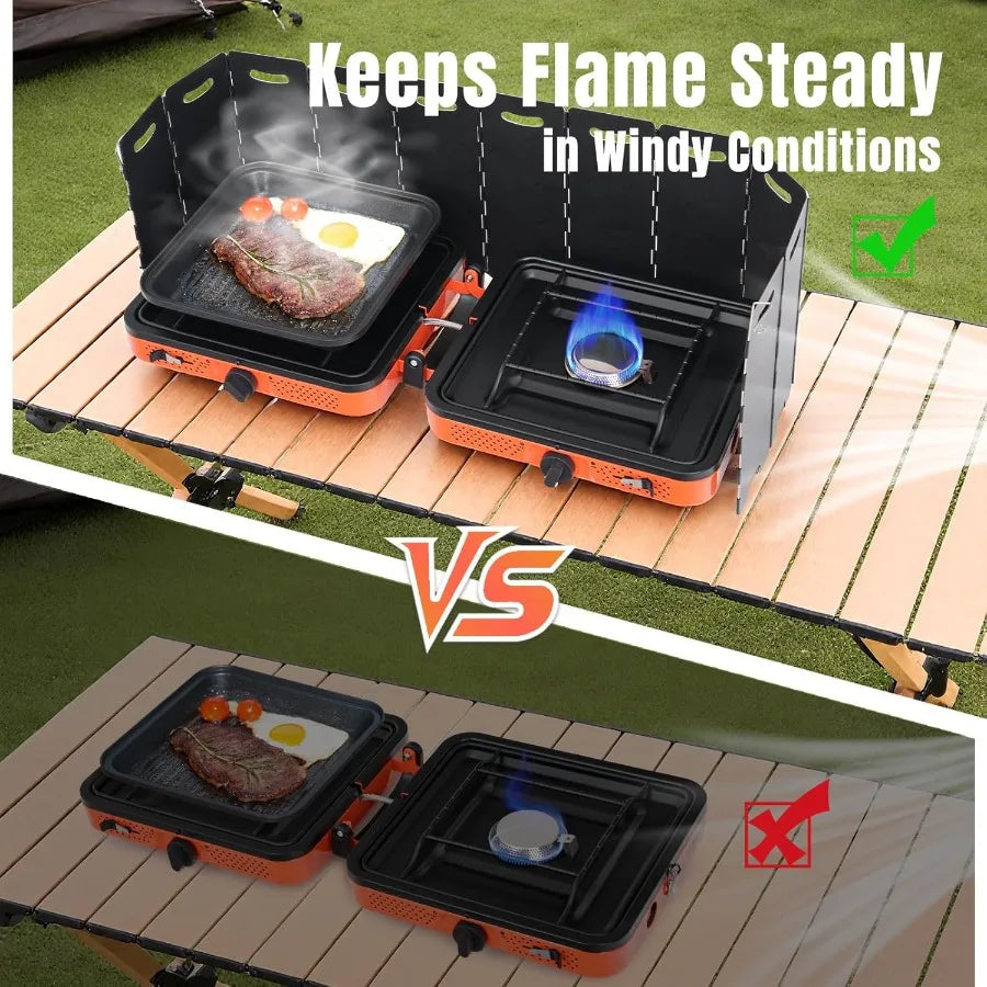 Portable Camping Stove 2 Burner Propane Foldable