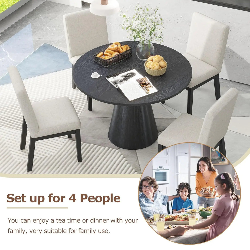 45" Round Wooden  Retro Style  Black