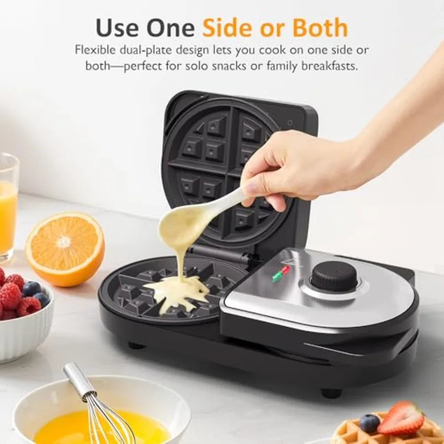 Dual Waffle Maker for Heart and Classic Waffles
