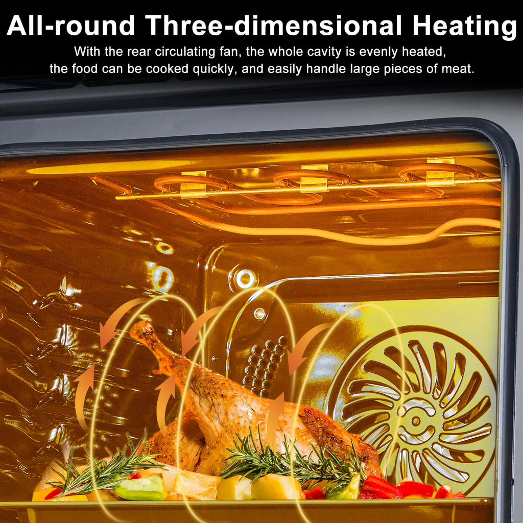 Single Wall Oven 24" 3000W, 8 Baking Modes, w/Air Frying