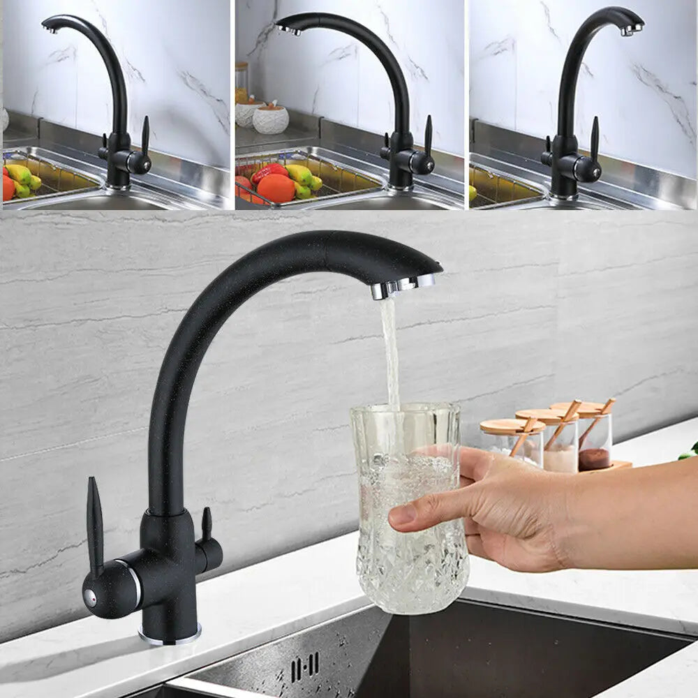 Black Three-Way Mixer Tap