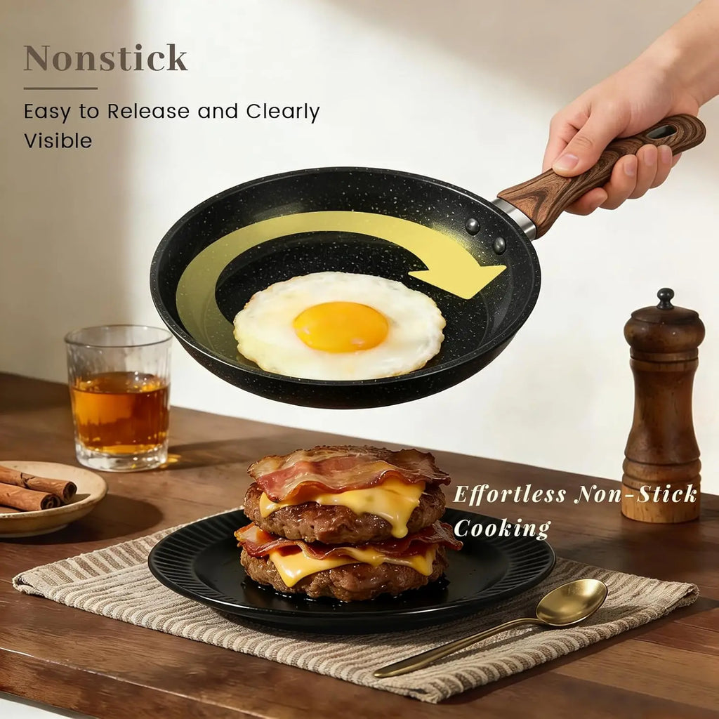 Nonstick Frying Pan Set - 9 Pieces, 3 Sizes (8"/10"/12")