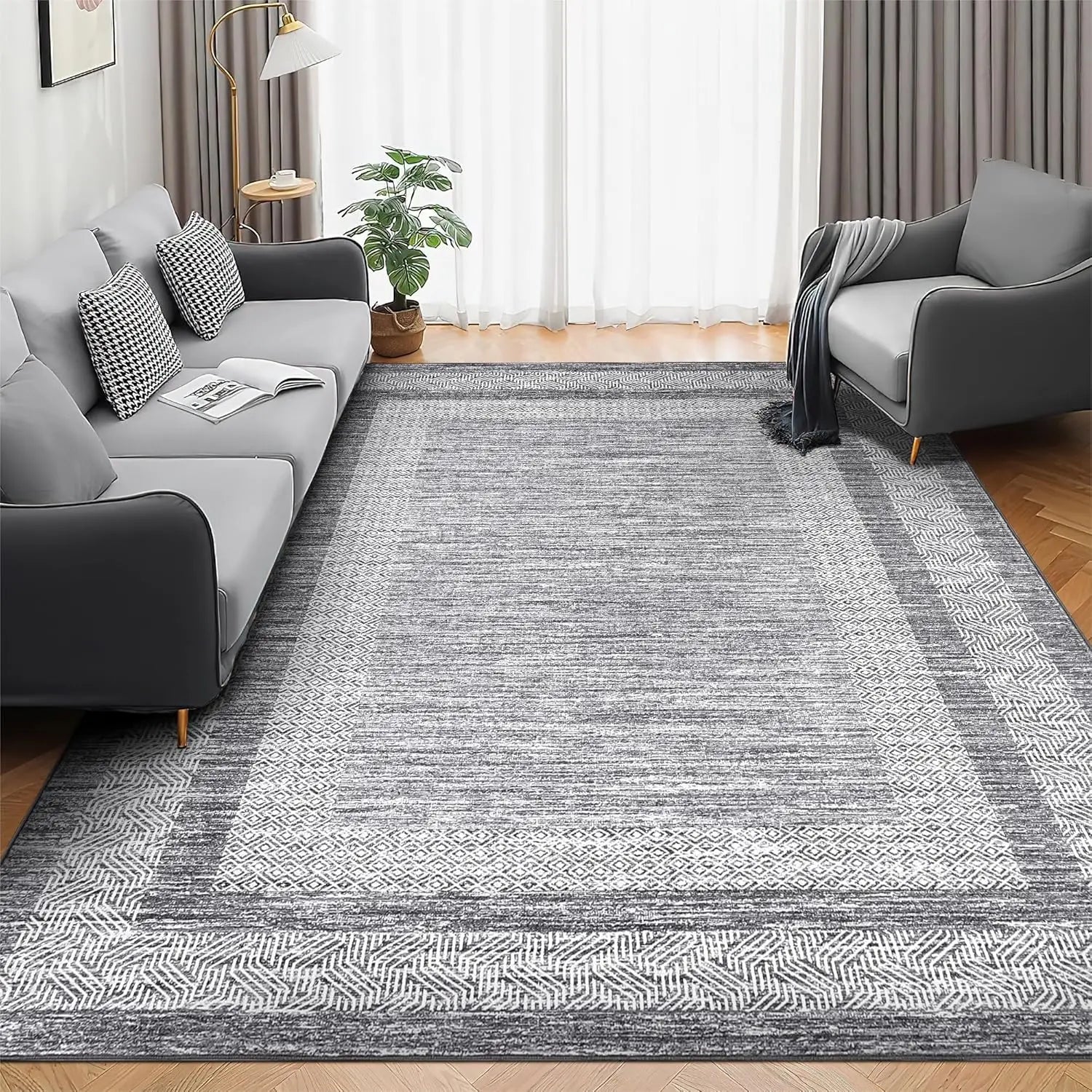 6x9 Washable Modern Abstract Soft