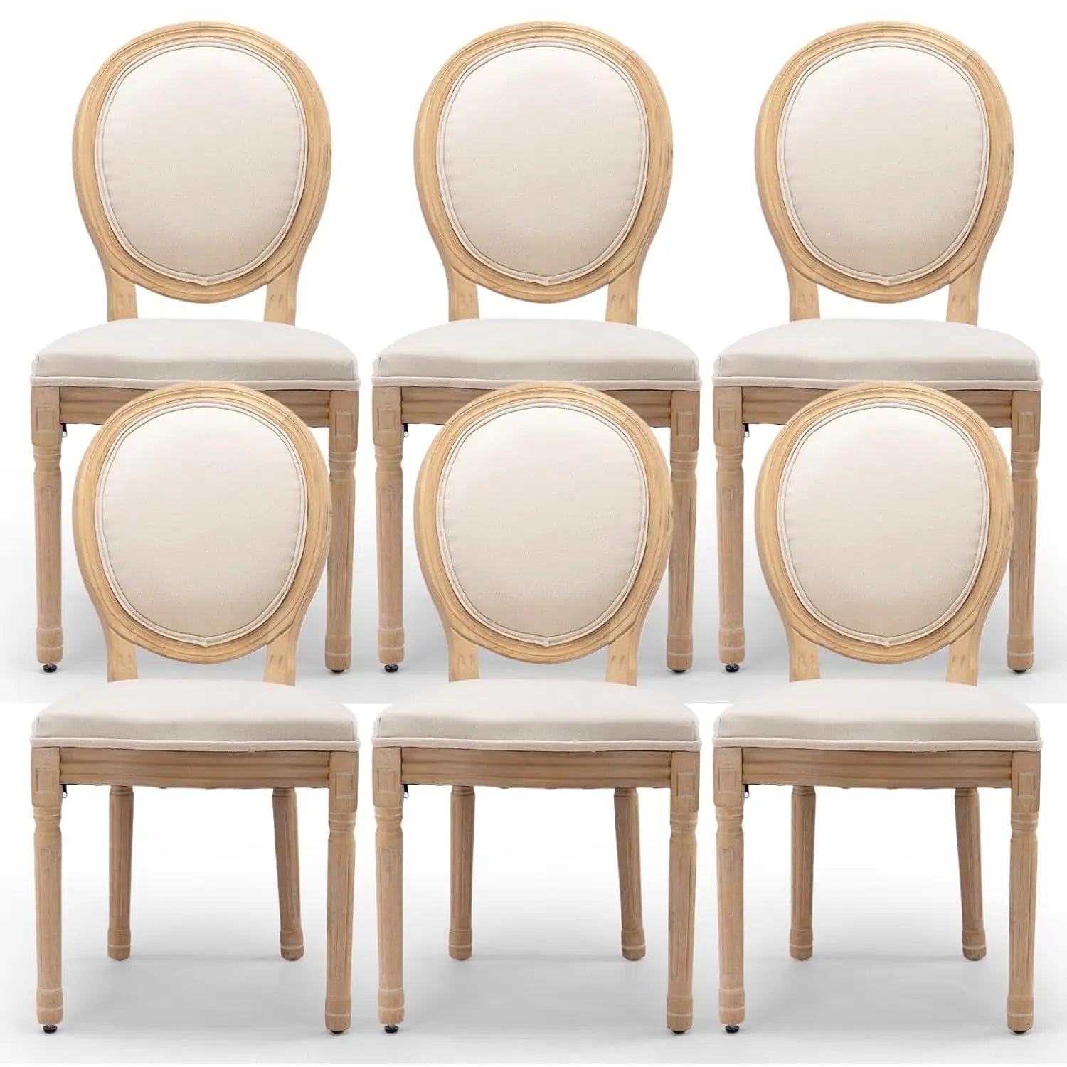6 Upholstered French Country Oval