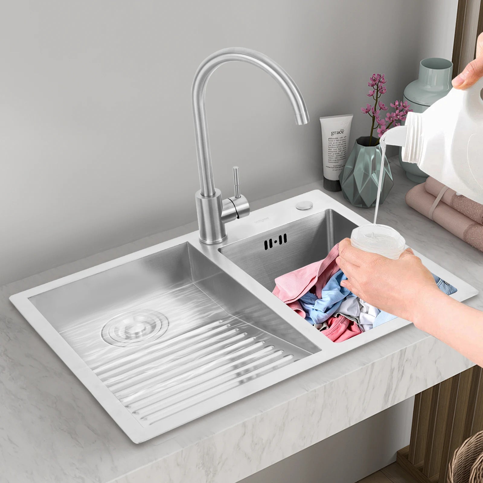 23.62" Modern Laundry Sink Stainless