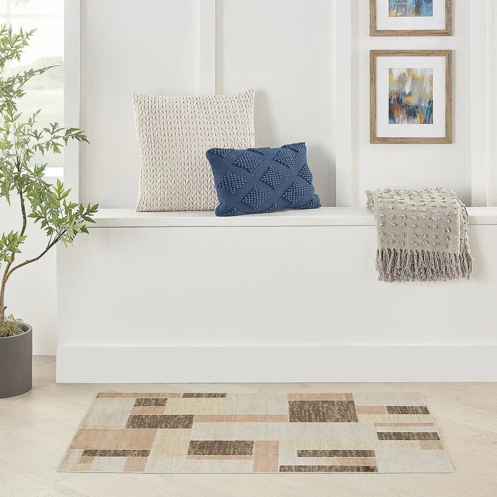 Machine Washable Geometric Low Pile