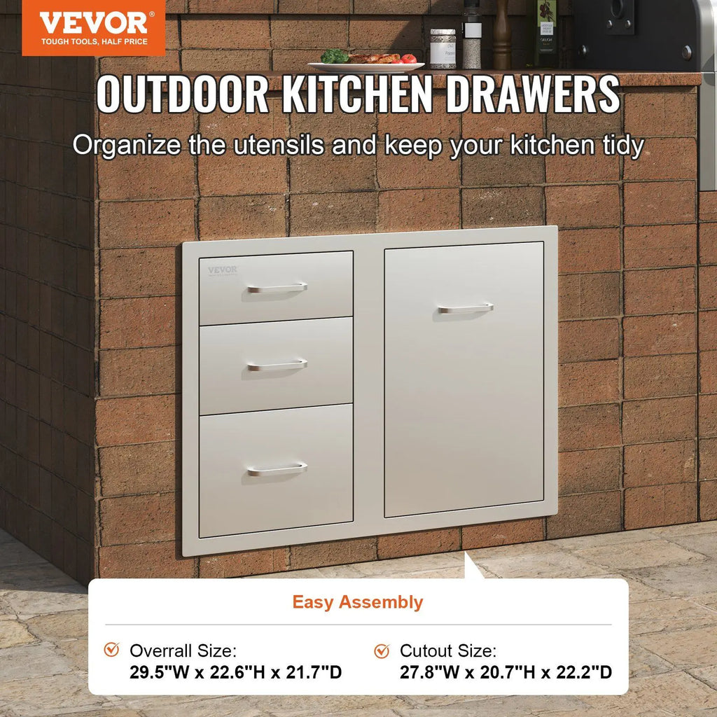 29.5x22.6x21.7" Outdoor Cabinet W/Tri-Drawers Access Propane Storage