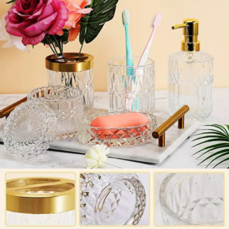 5Pcs Glass Bathroom Accessories