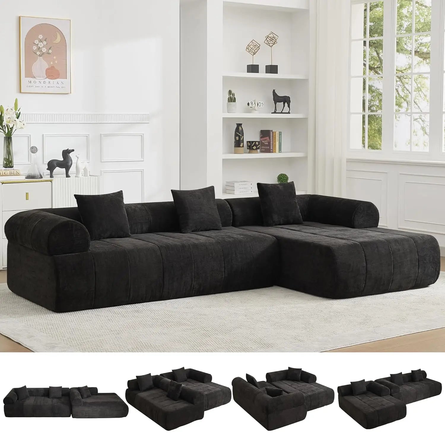 119'' Curved Boneless Sofa
