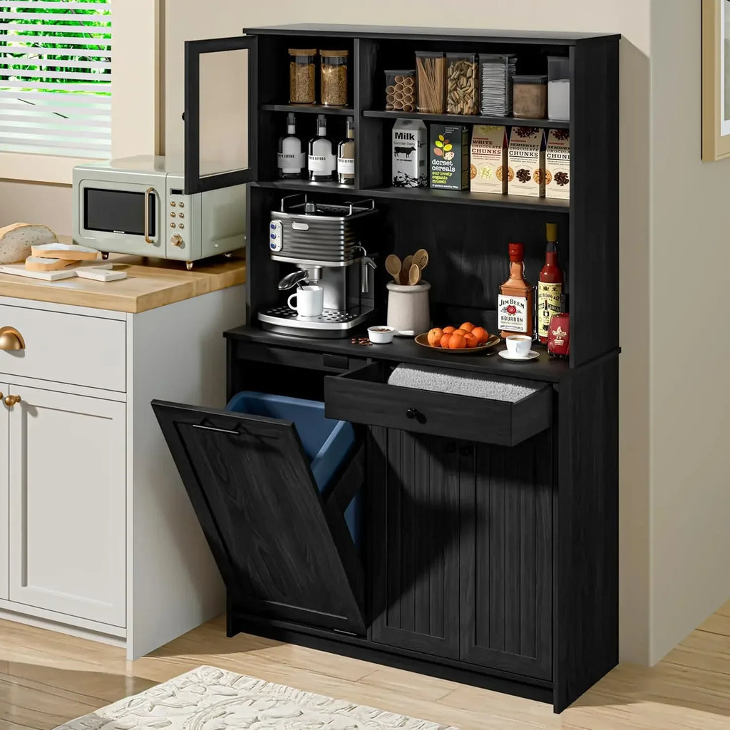 Tilt trash Cabinet, MW Shelf, Kitchen Pantry