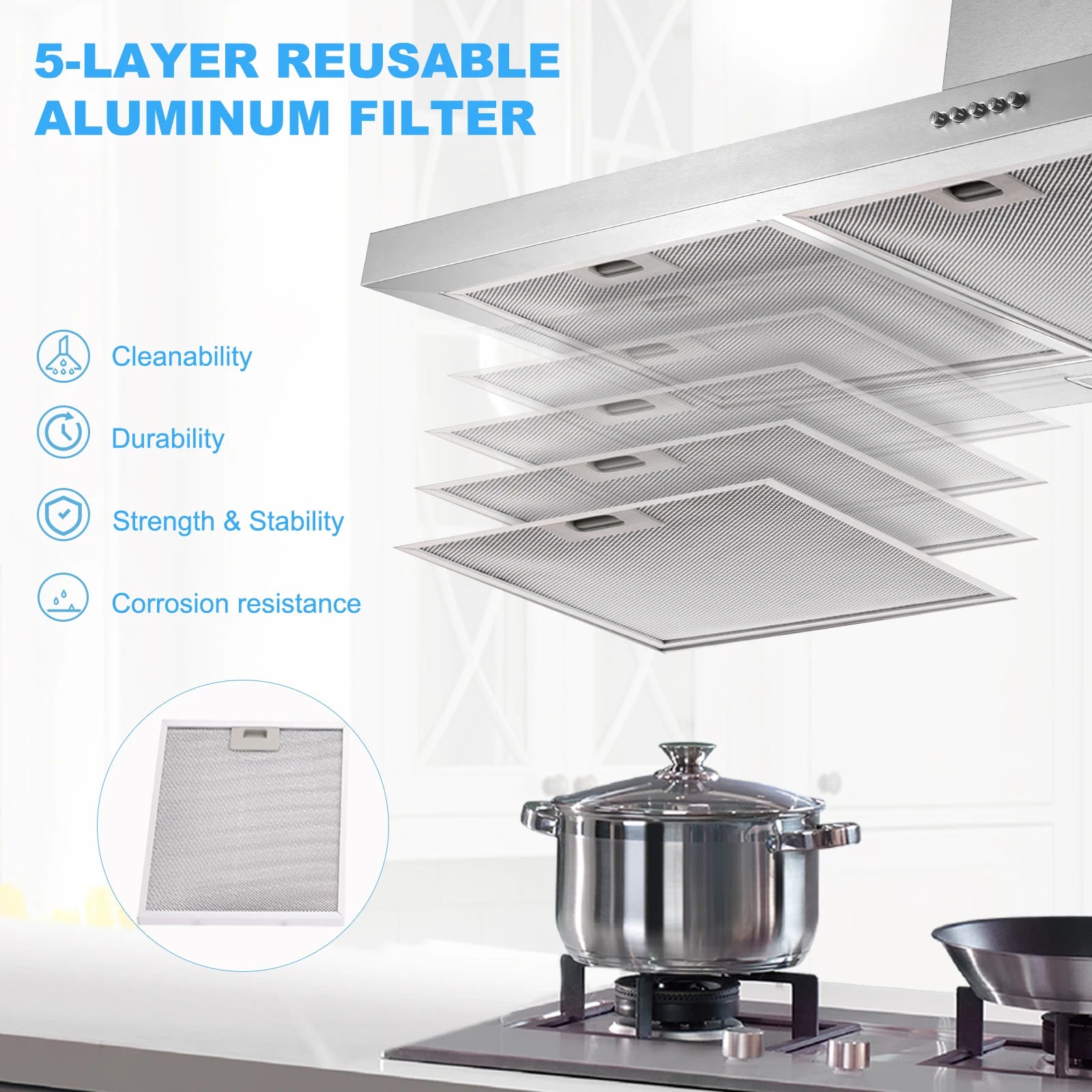 30" Stainless Range Hood 430CFM Wall Mount