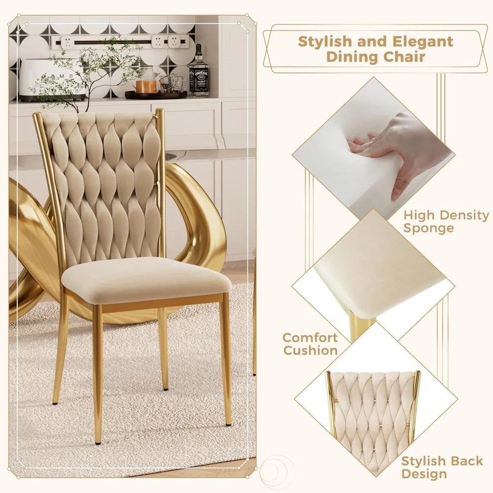4 Velvet Upholstered w/Gold Metal Legs,