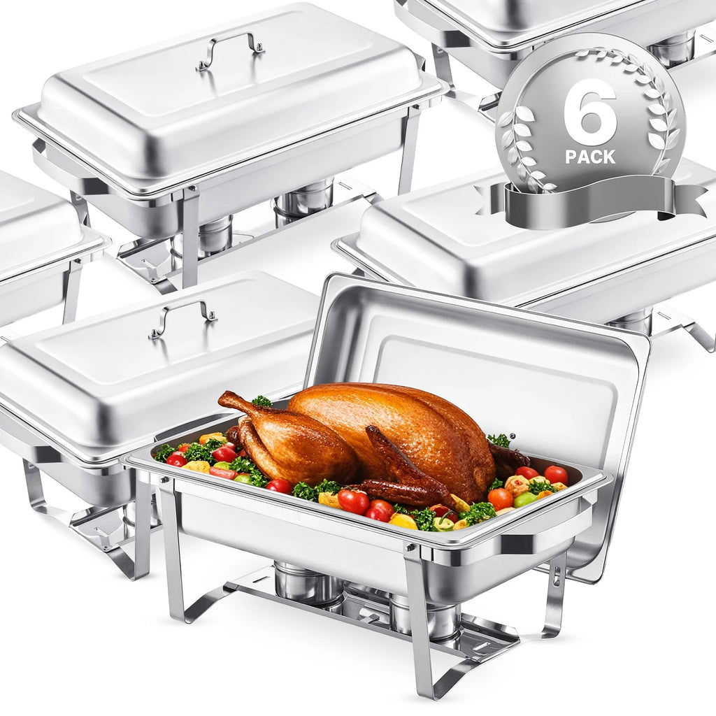 8 Qt 4/6 Pack Chafing Dish Buffet Set Stainless
