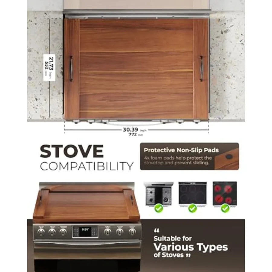 Stove Cover Acacia Wood, RV Stovetop/Sink