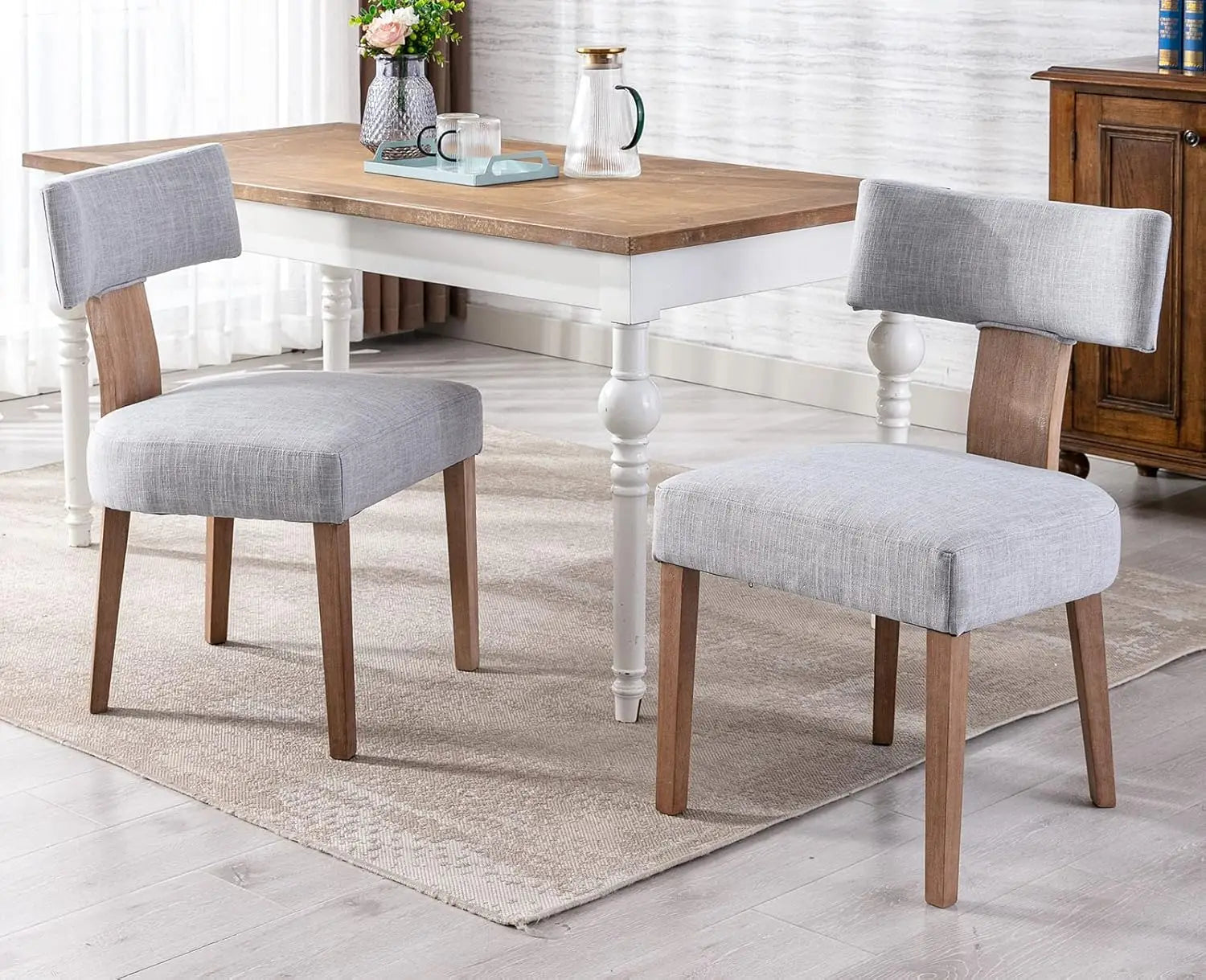 Upholstered PU Leather w/Wood Leg